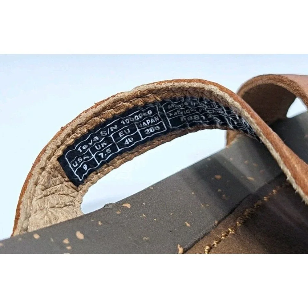 Teva Brown Leather Strap Sandals Womens Size 9 Strappy Beach Pool Flip Flops